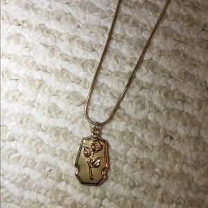 TopShop Gold Tone Rose Necklace